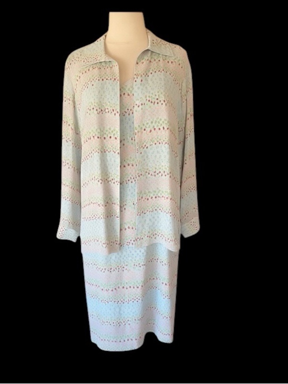 1990s Ilyse‎ Hart Ltd 2 Piece Multi-Color Dotted Dress